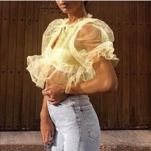 zara voluminous tulle top NWOT M